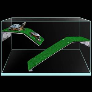 lot 42367 image: Syhood 2 Pcs Turtle Basking Platform Lawn Tortoise Ramp Simulation Grass Reptile Ramp Tortoise Climbing Ladder Floating Resting Terrace for Fish Tank Frog Terrapin Aquarium Accessories Decor, 2 Sizes Retail $26