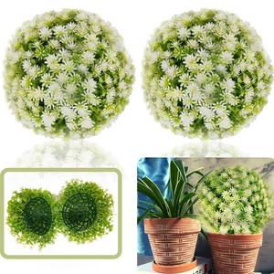 lot 42379 image: Coregreen Artificial Topiary Ball, 2 PCS 11Inch White Flower Topiary Balls Indoor Outdoor Artifical Round Plant Boxwood Decorative Balls for Home, Backyard, Garden, Wedding, Party Decor Retail $29