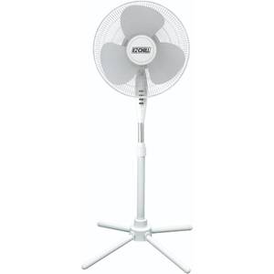 lot 42385 image: EZ-CHILL Oscillating Pedestal Fan, 3-speed Options, 90-Degree Oscillating Head, Adjustable Height and Tilt, Powerful Air Flow, White, MTSP15-16AZ Retail $29