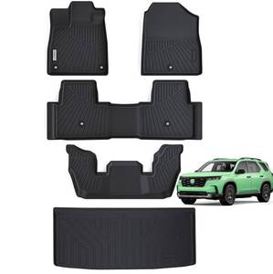 lot 42394 image: SANBAN-AXE Floor Mats & Trunk Mat for 2023 2024 Honda Pilot SportTouringEliteTrailSportEX 1st&2nd&3nd Row and Trunk Mat Full Set  All Weather Protection Car Floor Liners-Black Retail $150