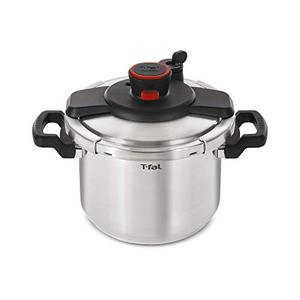 lot 42395 image: T-fal Clipso Stainless Steel Pressure Cooker 8 Quart, Induction Compatible, Secure locking System, One Hand System, Fast Cooking, Recipe Book Included, Cookware, Pots and Pans, Dishwasher Safe, Silver Retail $145
