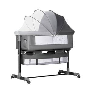 lot 42397 image: YADAQE Baby Bassinet, Baby Basinet Bedside Sleeper, Easy to Fold Portable Crib Side Bassinet 2023new Style Girlboy bassinets (Dark Gray) Retail $140