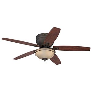 lot 42417 image: Westinghouse Lighting 7209600 Traditional Carolina LED 52 inch Oil Rubbed Bronze Indoor Ceiling Fan, LED Light Kit with Amber Alabaster Bowl Retail $136