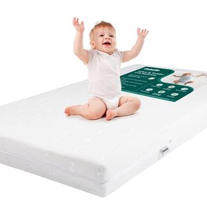 lot 42418 image: BABELIO Breathable Crib Mattress, Dual-Sided Memory Foam Toddler Mattress, Waterproof Baby Mattresses for Crib and Toddler Bed, Removable and Machine Washable Mattress Cover, 52 x 27