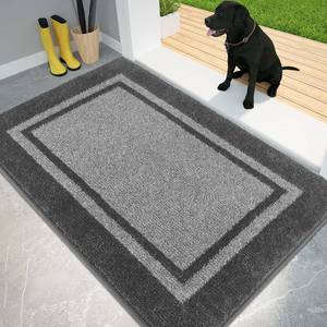 lot 42425 image: PURRUGS Dirt Trapper Door Mat 34 x 60, Non-SlipSkid Machine Washable Entryway Rug, Shoes Scraper, Area Rug, Super Absorbent Welcome Mat for Muddy Wet Shoes and Paws, Light Grey & Dark Grey Retail $65