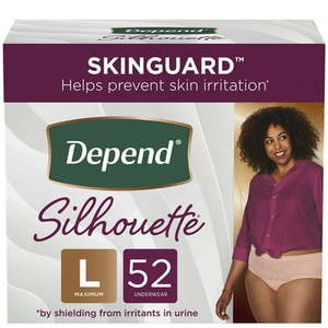 lot 42428 image: Depend Silhouette Adult Incontinence Underwear for Women L Pink 52Ct Retail $65