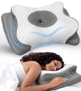 lot 42431 image: No More Aches Neck Pillow for Pain Relief, Adjustable Cervical Support with Armrest, Odorless Ergonomic Contour Memory Foam Pillows,Orthopedic Bed Side Back Stomach Sleeping Retail $40