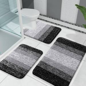 lot 42435 image: OLANLY Bathroom Rugs Sets 3 Piece, Soft Absorbent Microfiber Bath Rugs and U-Shaped Contour Toilet Rug Area Rug Set, Non-Slip Bath Carpet, Home Decor Accessories, Bath Mat Set for Bathroom, Black Retail $50