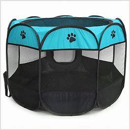 lot 55133 image: BEIKOTT Pet play pin foldable dog, play pins. Portable exercise kennel tint for puppies dogs. Cats rabbits dog play tent with removable mesh shade cover for travel indoor outdoor using - Retail - $21.99