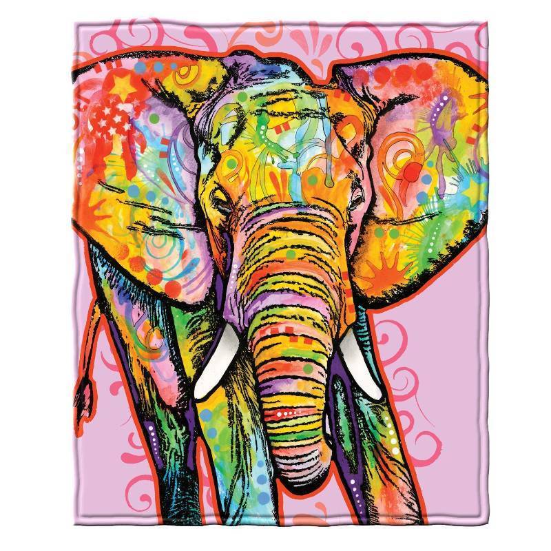 lot 55154 image: Dawhud Direct Colorful Elephant Fleece Blanket for Bed 75 x 90 Queen Size Dean Russo Elephant Throw Blanket for Adults and Kids Super Soft Plush Elephant Blanket Throw Blanket for Elephant Lovers - Retail - $29.99