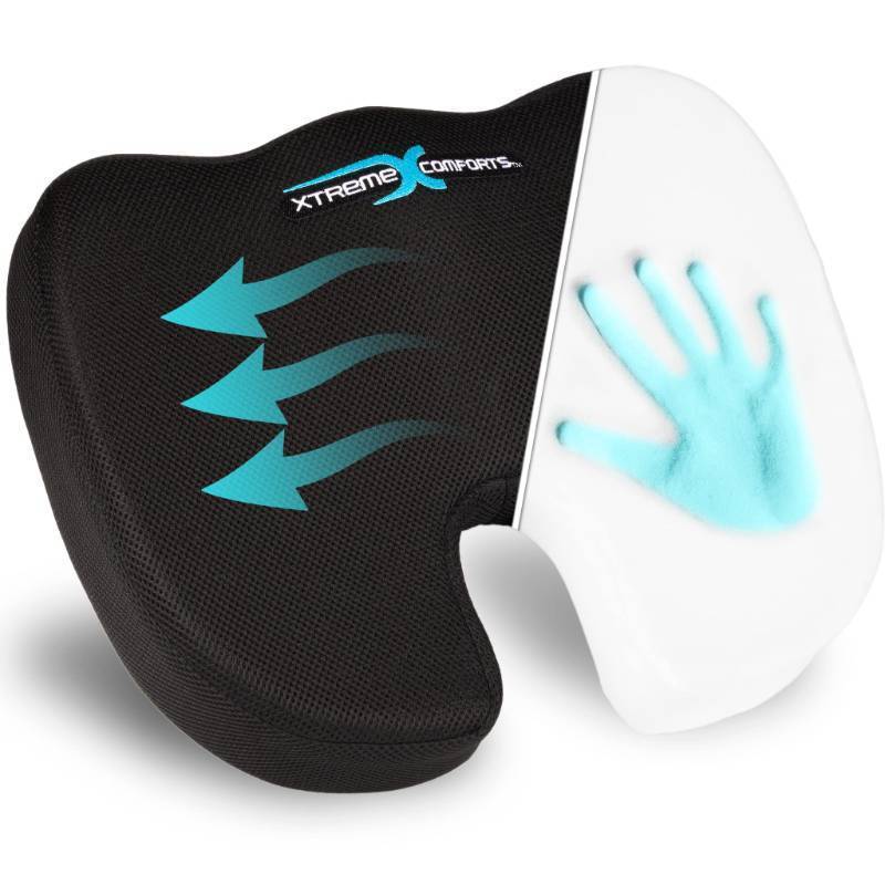 lot 55188 image: Xtreme Comforts Seat Cushion, Office Chair Cushions - Pack of 1 Padded Foam Cushion wHandle for Desk, Wheelchair & Car Use - Back Support Pillow for Chair - Retail - $37.99