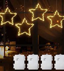 lot 55201 image: DreiWasser Christmas Window Star Lights Battery Operated, 4 Pack 240 LED Christmas Decorations Light Warm White with 39.4 Inches Power Cord and Timer for Xmas Party Patio Porch Indoor - Retail - $39.98
