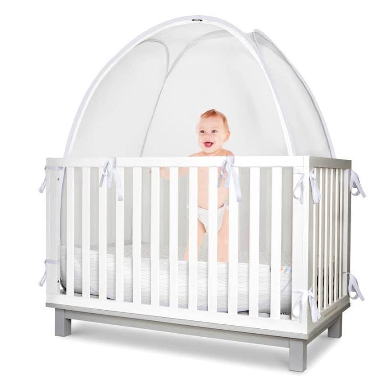 lot 55224 image: KinderSense� - Baby Safety Crib Tent - Premium Toddler Crib Topper to Keep Baby from Climbing Out - See Through Mesh Crib Net - Mosquito Net - Pop-Up Crib Tent Canopy
