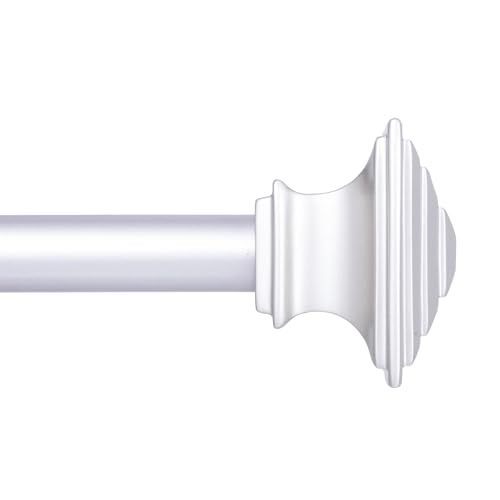 lot 55252 image: Kenney KNM80776 Mission Step Square End Standard Decorative Window Curtain Rod, 36-66 Adjustable Length, Satin Nickel Finish, 34 Diameter Steel Tube