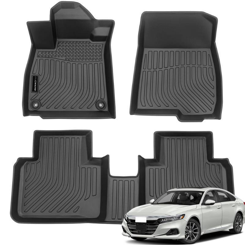 lot 55256 image: Auxko All Weather Floor Mats Fits for Honda Accord 2018-2022 TPE Rubber Liners Accessoires for Accord 2018-2022 All Season Guard Odorless Anti-Slip Mats for 1st & 2nd Row