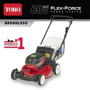 lot 59271 image: Toro Recycler 21357 21 in. 60 V Battery Self-Propelled Lawn Mower Kit (Battery & Charger) - Retail $399.99