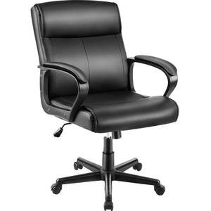 lot 59303 image: ZUNMOS Home Ergonomic Desk Mid-Back Office Computer Armrest and Lumbar Support Height Adjustable Swivel Task Executive Rolling Chair, Ink Black