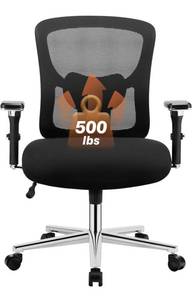 lot 59307 image: Sweetcrispy Big and Tall Office Desk Lumbar Support, 500LBS Heavy Duty Mesh Ergonomic Computer Chair with Arm and Wide Comfy Seat, Wheels for Adult, Extra-Large, Light Blac