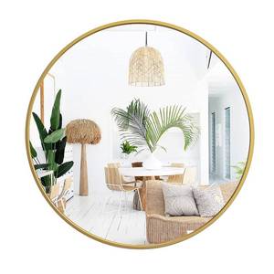 lot 59197 image: 18 Inch Round Wall Circle Mirror,Large Gold Metal Framed Wall-Mounted Hanging Mirror for Bathroom Decor,Vanity Bedroom, Living Room, Entryway