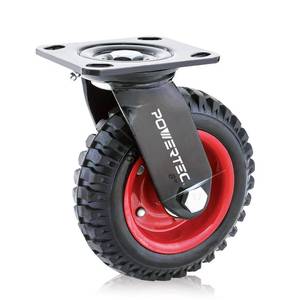 lot 59204 image: POWERTEC 8 Inch Caster Wheel, Heavy Duty Swivel Plate Caster with Rubber Knobby Tread for Workbench, Dolly, Cart, Trolley, Wagon and Chicken Coop, Large Rubber Castor Wheel, 1PK (17051V)