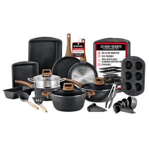 lot 59210 image: Bakken-Swiss Kitchen Cookware Set �� Granite Non-Stick �� Eco-Friendly �� for All Stoves & Oven-Safe - Marble coating