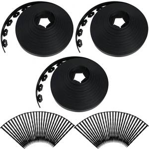 lot 59215 image: Sintuff 246 FT Garden Landscape Edging No Dig Lawn Edging Border with 216 Anchoring Spikes 2 Inch Tall Flexible Straight Top Garden Border Lawn Edging Roll Kit for Garden (Black) - Retail $137.94
