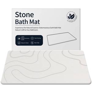 lot 59223 image: ZIKIBL Stone Bath Mat Diatomaceous Earth Shower Mat Stone Super Absorbent Diatomite Stone Bath Mats for Bathroom Quick-Drying Non-Slip Barhroom Floor Mat, Easy to Clean (24  16)