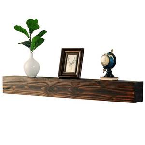 lot 59231 image: WELLAND Rustic Floating Shelf, Reclaimed Wood Wall Shelf, Fireplace Mantel Shelf Wall Mounted,Walnut Color (48 W x 6 D x 6 H) - Retail $104.27