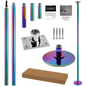 lot 59236 image: PRIOR FITNESS Fixed Dance Pole Kit Safer & Sturdy, Premium 45mm Spinning & Static Dancing Pole Heavy-Duty Steel, Adjustable Height 7.3ft to 9ft Professional Grade Excellent for Home Exercise Studio - Retail $178.69