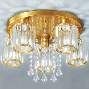 lot 59246 image: zhllmq Semi Flush Mount Ceiling Light, 5-Light Close to Ceiling Light Fixtures Gold Crystal Modern Light Fixture for Kitchen Entryway Bedroom Bathroom Foyer Flush Mount Ceiling Light�� - Retail $139.99