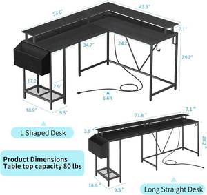 lot 59293 image: eivanet L shaped computer desk