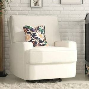 lot 59254 image: Baby Relax Rylan 4-in-1 Swivel Glider Rocker Recliner Chair, White Linen-Retail-$361.61