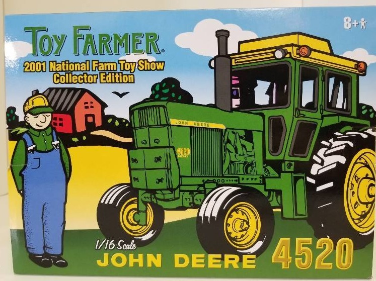 lot 5008 image: Ertl, John Deere 4520 Diesel Tractor wcab, Toy Farmer 2001 National Toy Show, Collectors Edition, #16087A,  116 scale, NIB wshipping box