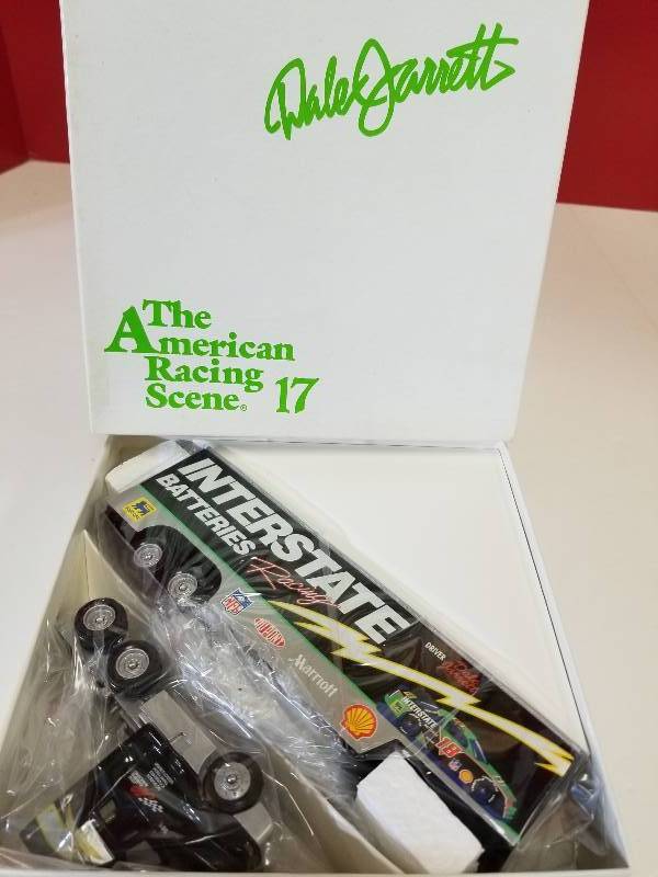 lot 5063 image: Winross Dale Jarrett American Racing Scene #17  Interstate Batteries Semi, 164, NIB