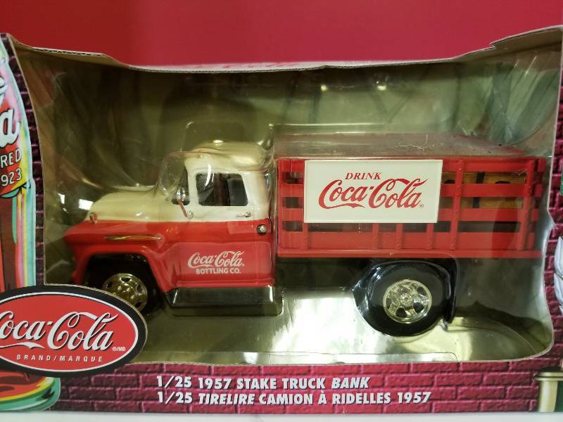 Coca-Cola 1957 Chevy Stake Truck Bank, 1/25 scale, #27257, NIB