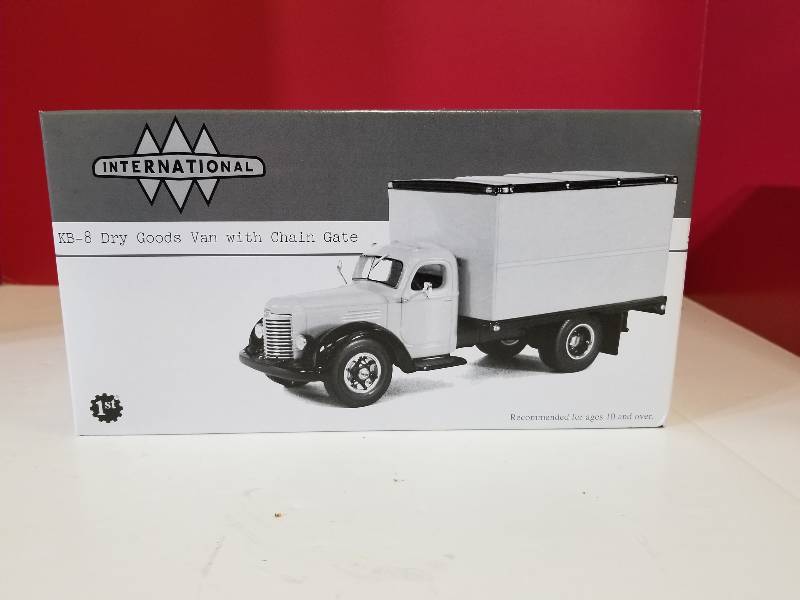 lot 5173 image: First Gear International KB-8 Dry Goods Van wChain gate, 134 scale, #19-2468, NIB