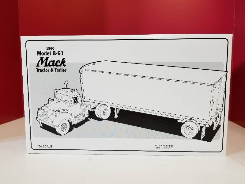 lot 5174 image: First Gear 1960 Model B61 MACK Tractor & Trailer, 134 scale, #19-1302, NIB