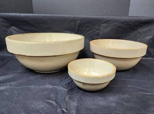 lot 101 image: (3) Vintage Crock Bowls