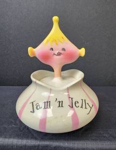lot 115 image: Vintage Rare 1958 Holt Howard Jam n Jelly Pixie Ware Condiment Jar