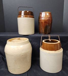 lot 120 image: (4) Vintage Crock Jugs (No Markings)