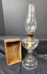 lot 126 image: Vintage Oil Lamp and Yeast Foam Dove Tail Box