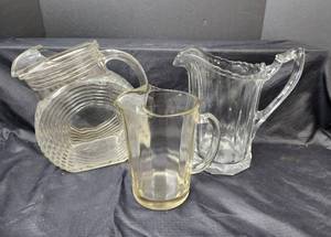 lot 130 image: (3) Glass Pitchers
