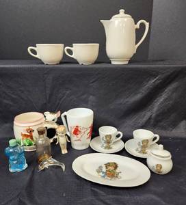 lot 148 image: Hazel Atlas Milk Glass Little Red Riding Hood Mug, Vintage Japan Porcelain Tea Set, and More