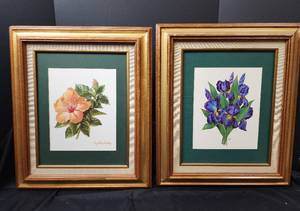 lot 186 image: (2) Floral Pictures 16.5x18.5