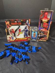 lot 255 image: New Marvel Shang-Chi Toys, New Marvel Spiderman Doll, New Poppet, and New Fig Pin
