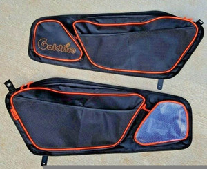 lot 286 image: (2) New Razor Pro XP Front Door Storage Bags with Removable Knee Pads for Polaris Razor Pro XP 2020, 2021, 2022, 2023, 168D with Hardware