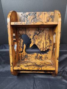 lot 302 image: Handmade High Voltage Burnt Wood Shelf