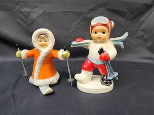 lot 358 image: Goebel Figurines - Girl and Boy Skiing (no boxes)