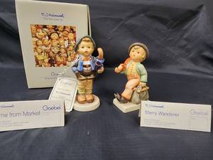 lot 359 image: Goebel Figurines - Merry Wanderer WA82 (no box) and Home from Market (with box and certificate of authentication)