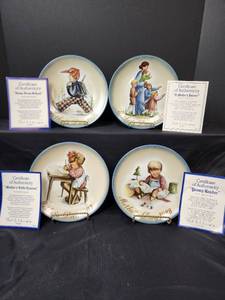 lot 386 image: Schmid Mothers Day Plates (original boxes and certificates of authenticity) - Mothers Little Learner 1987, A Mothers Journey 1985, Young Reader 1988, and Home from School 1986